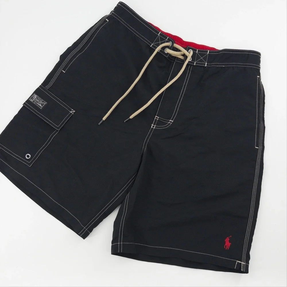 Polo Ralph Lauren Swim Trunks Mens Small Black Classic Cargo Streetwear